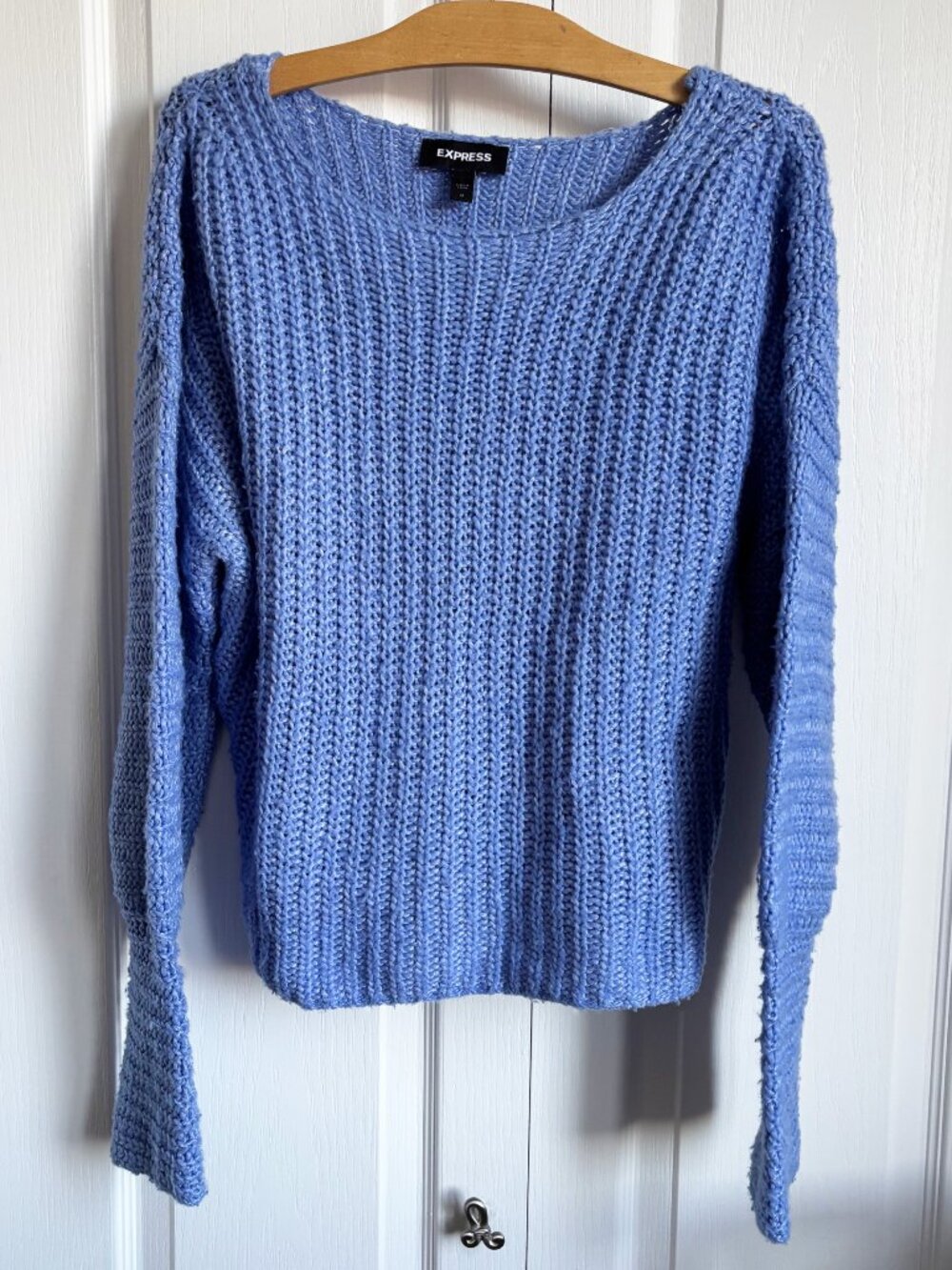 Express Open-Knit Ribbed Pullover Sweater – Periwinkle Blue – Size M
